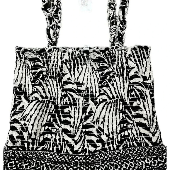 Patrons Of Peace Boho Palm Leaf Geo Print Smocked Peplum Top Size Medium - Picture 4 of 8